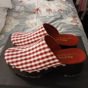 Matisse Red and White Gingham Clogs